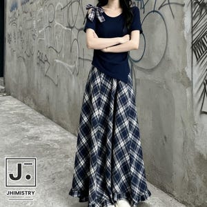 Conjunto con hombros descubiertos / Top con lazo y falda / Conjunto para la universidad / Conjunto a juego de verano