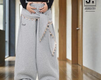Lace Up Baggy Sweatpants | Loose Wide Leg Pants | Daily Wear | Y2K Streetwear Style