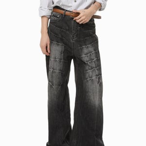 Wide Leg Jeans | Washed Denim Straight Pants | Daily Wear | Y2K Streetwear Style

Wide leg washed denim jeans with straight loose fit and Y2K streetwear style.