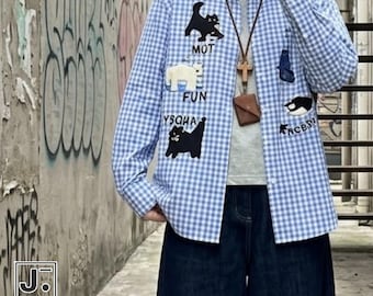 Checkered Shirt Jacket | Loose Long Sleeve Layer | Daily Wear | Casual Street Style