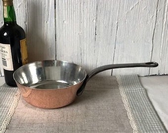 French, 20cm, METAUX OUVRES, Vintage,Professional Quality, Copper, Windsor, Sauteuse Tapered Pan, Stamped