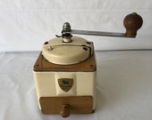Vintage Coffee Grinder, Peugeot Freres, Beige, Rustic, Antique Coffee Mill