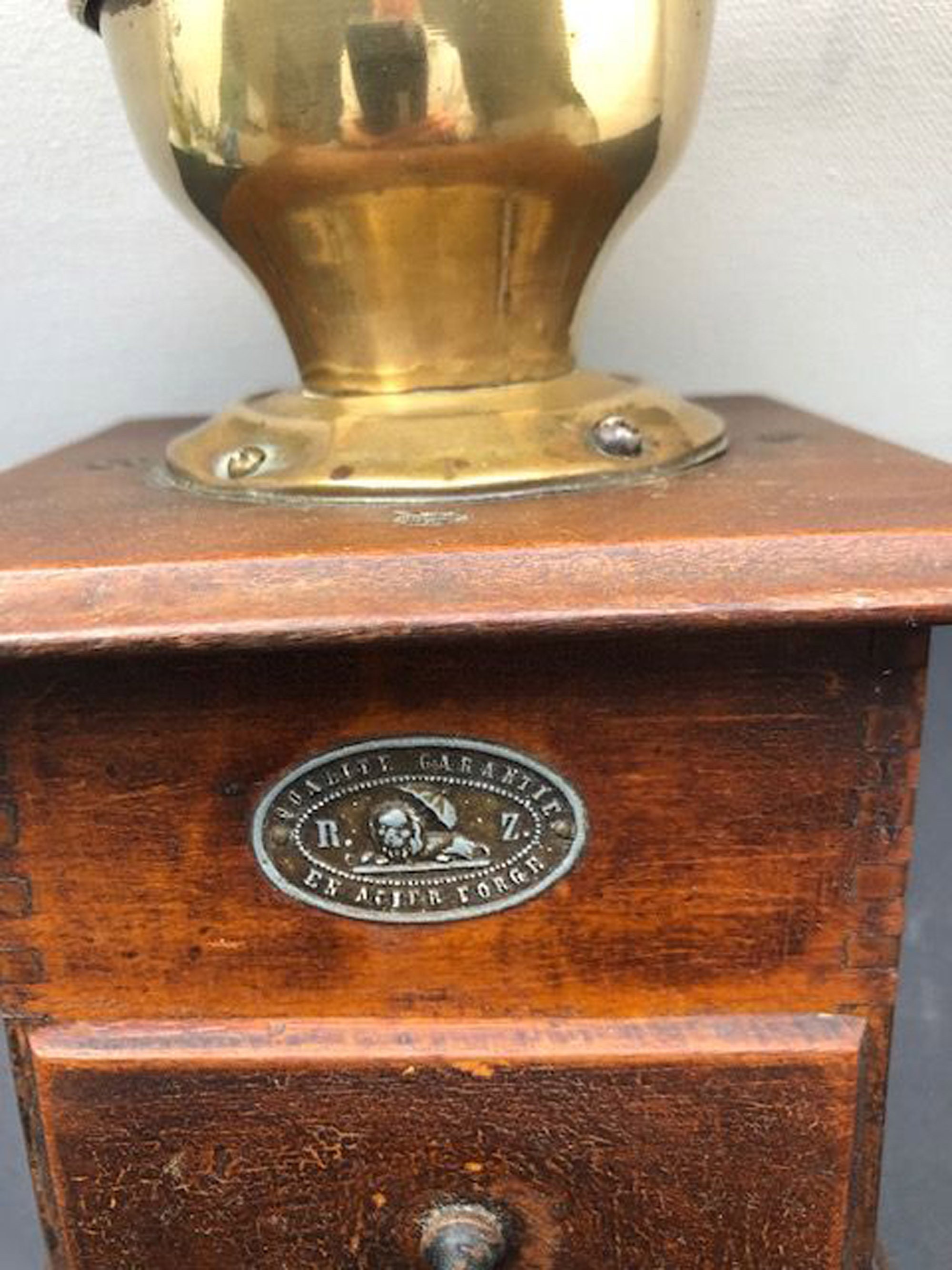 Sold at Auction: Wooden French one Drawer Coffee Grinder With Copper/Brass  Top