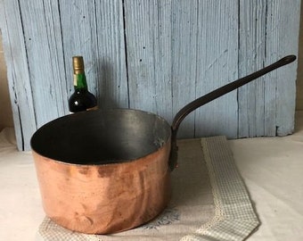 French, Matfer, Large, Heavy, Vintage, Copper Saucepan, Restaurant Quality, Professional.