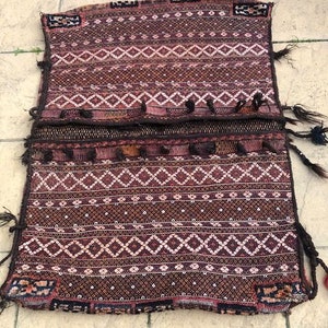 Sacoche Bakhtiari Luri, sac Camel, vintage du Moyen-Orient, grand, lourd, rare.