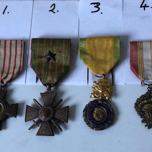 Antique, French WW1 Medals, Original, Set of Four.