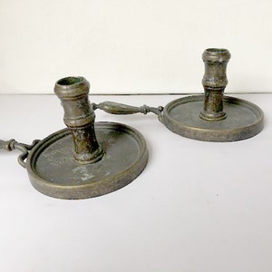 Pair of Antique Bronze Candleholders,  Heavy, Vintage Bronze Candle Holders,
