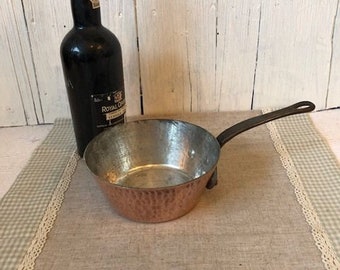 French, 16cm, Lecellier Villedieu, Copper, Vintage, Professional Quality,  Windsor, Sauteuse Tapered Pan, Iron Handle,