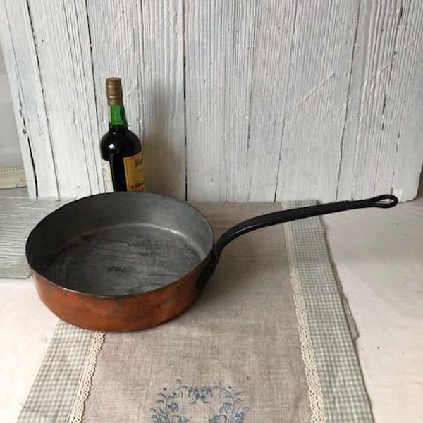 French, Copper and Cast Iron, Saute Pan, Used, Good Quality