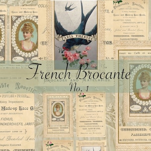 Brocante francese antico vintage stampabile digitale da scaricare Ephemera Junk Journal Copertine Pagine Tag Carte Decoupage Decor Abbellimenti