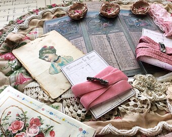 Inspiration Pack Shabby Vintage Victorian Antique  Mixed Media Collage Junk Journals Scrapbooking slow stitch craft