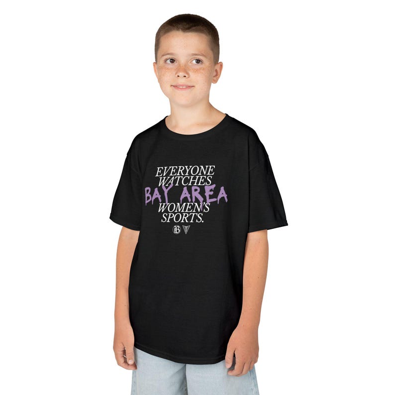 Youth | Everyone Watches Bay Area Women's Sports | Bay FC and Golden State Valkyries Tee (Poppy) image 3