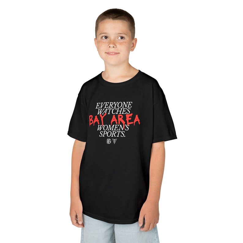 Youth | Everyone Watches Bay Area Women's Sports | Bay FC and Golden State Valkyries Tee (Poppy) zdjęcie 3