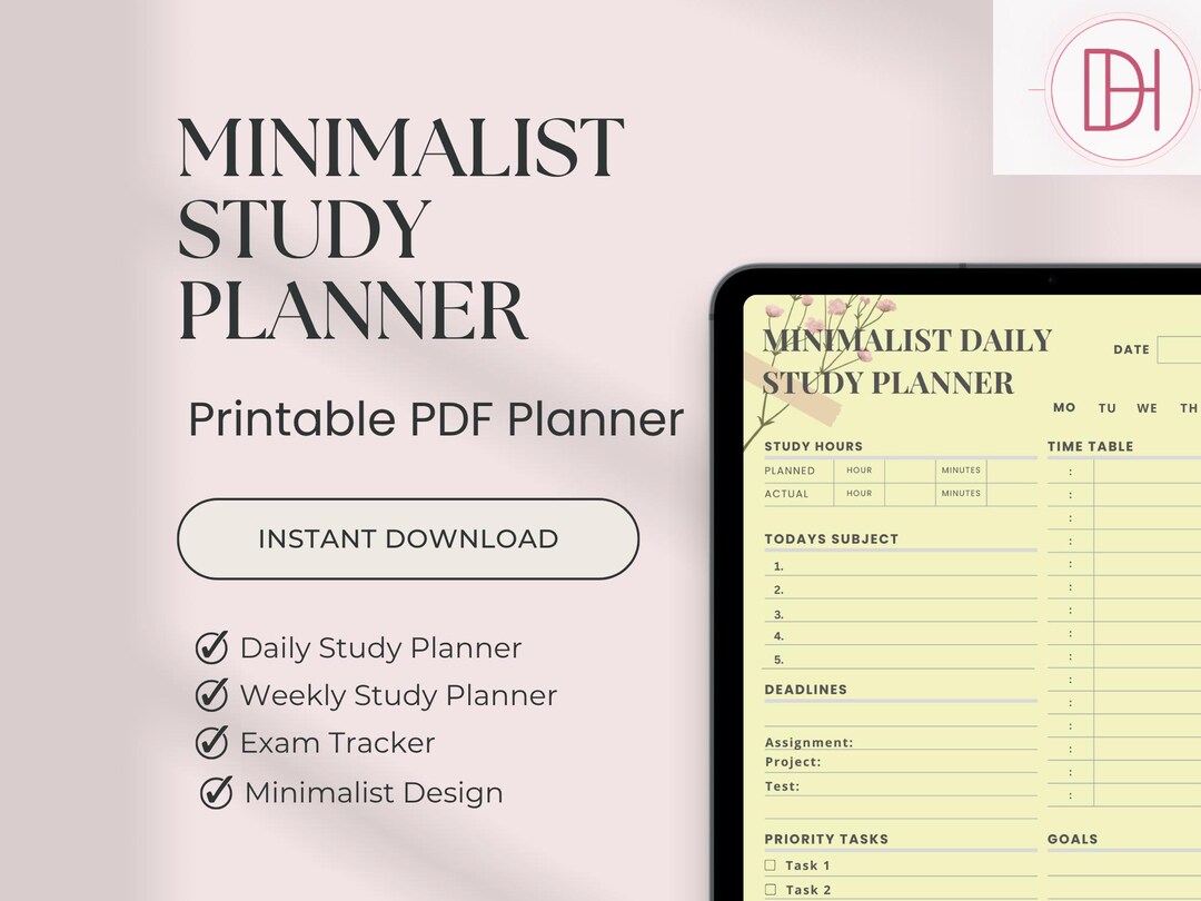 Minimalist Study Planner PDF | Exam Tracker & Daily Weekly Student ...