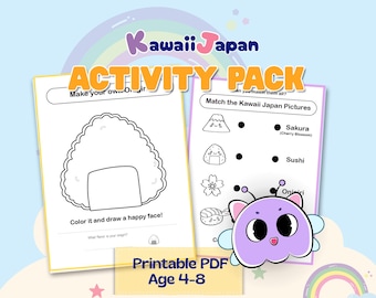 かわいい日本のアクティビティパック（4～8歳のお子様向け、印刷可能）｜日本語ワークシート（PDF）｜おにぎり作り｜ホームスクール・幼児教育