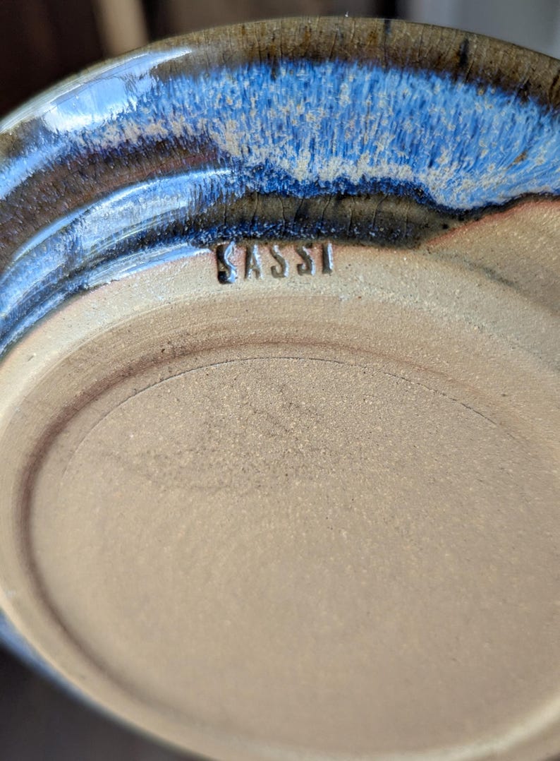 The Sassi Color Code Guide Vintage Sassi Stoneware Plates Set of 2 Handmade Studio Pottery Blue ...