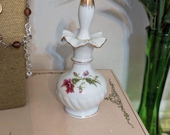Vintage Porzellan Parfüm Flasche Japan Floral Gold Trim Cottage Chic Vanity Decor