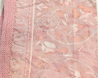 Vintage Pink Floral Knit & Silk Throw Scarf | Estate of U.S. Senator John J. Sparkman | Cottagecore Victorian Style Wrap