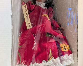Vintage Hawaiian Nani Doll Revolving Music Box Little Brown Gal Lanakila Crafts Honolulu HI Souvenir Doll in Original Wrap