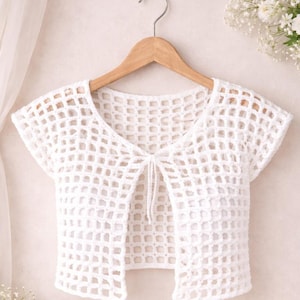 Patrón en PDF para cárdigan de malla de ganchillo / Bolero de ganchillo de verano / Top de ganchillo ligero / Patrón fácil para principiantes