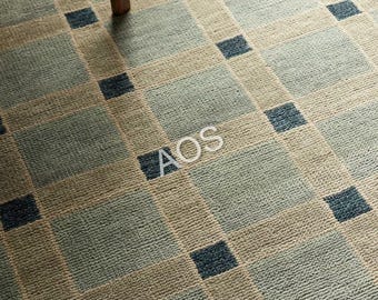 Alfombra Oushak de lana verde anudada a mano de 8x10 pies: estilo Arts & Crafts de William Morris