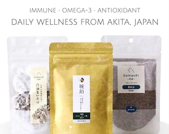 Suplemento Omega-3 para la piel y el pelaje de los perros | Set de superalimentos japoneses de perilla, natto y maitake | Salud intestinal e inmunológica | Hecho en Japón