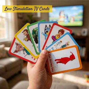 Low Stimulation TV Cards for Kids | Toddler Screen Time Flash Cards (Digital Download)