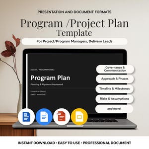 Mall för programprojektplan: Word PowerPoint Google Docs-presentationer