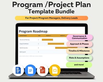 Paquete de plantillas para planes de proyectos y programas: Word, PowerPoint, Google Docs y Slides