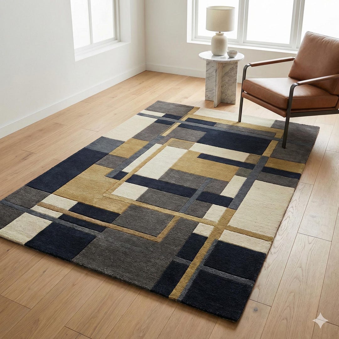 Modern Abstract Hand Tufted New Zealand Wool Rug - Etsy