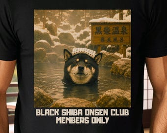 Black Shiba Inu Onsen T-Shirt, Japanese Hot Spring Dog Tee