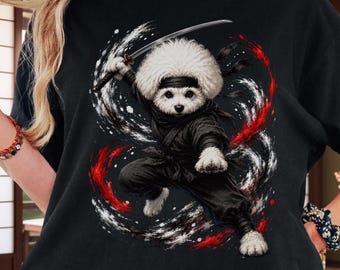 Bichon Frise Ninja T-Shirt - Japanese Ink Art Dog Tee