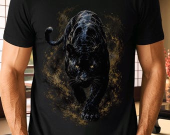 Black Panther T-Shirt , Dark Japanese-Inspired Wildlife Art