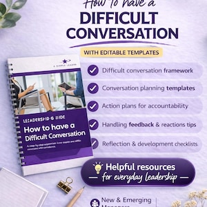 Difficult Conversation Guide for Managers | Leadership Coaching and Tool (Digital PDF + PPT)