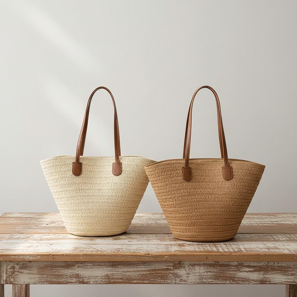 Large Straw Woven Beach Bag | Summer Basket Shoulder Tote | Women's ...