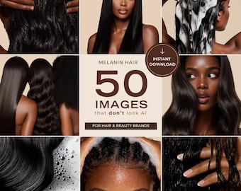 Melanin Hair Collection AI Stock Photos | Natural Curls, Black Beauty Editorial Images (Digital Download)