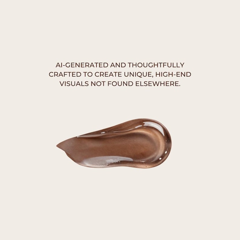 May include: A brown, glossy substance in a teardrop shape against a cream background. The image includes the text: AI-GENERATED AND THOUGHTFULLY CRAFTED TO CREATE UNIQUE, HIGH-END VISUALS NOT FOUND ELSEWHERE.