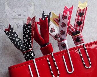 4 Large Double Ribbon Paper Clips *MOUSE/disney/GLITTER* For Planners & Scrapbooking.