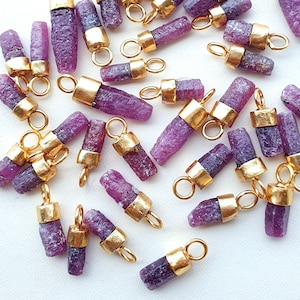 Raw Ruby Pendant | Natural Ruby Stick Pendant Sterling Silver | Rough Ruby Crystal Charm | July Birthstone Jewelry Gift | AAA Ruby Pendant