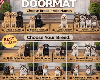Spersonalizowana mata dla psa, spersonalizowana mata powitalna dla zwierząt, prezent dla miłośnika psów, spersonalizowana mata dla psa z imieniem, wielokolorowa mata dla psa, prezent na parapetówkę