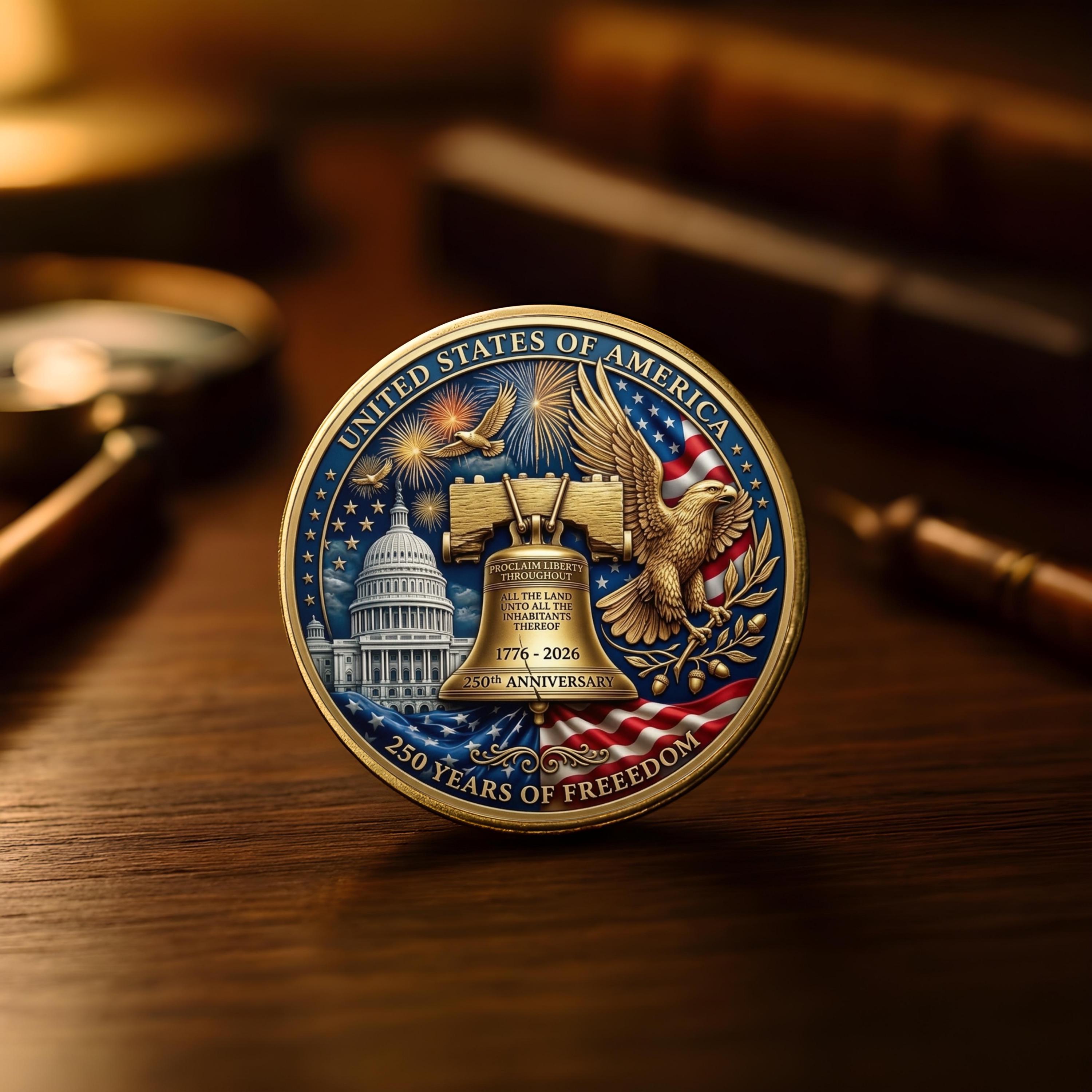 Discover USA Anniversary Coin, American 250th Anniversary, Custom Coin, 4th July, Commemorative Gift