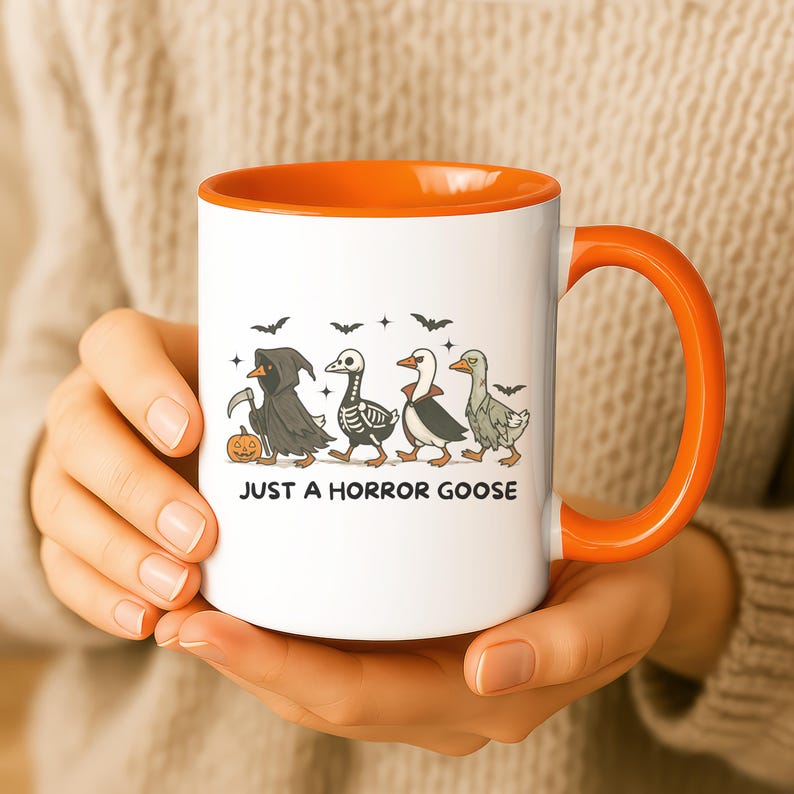 Personalized Halloween Goose Mug, Just A Horror Goose Coffee Mug, Funny ...