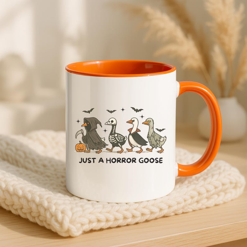 Personalized Halloween Goose Mug, Just A Horror Goose Coffee Mug, Funny ...