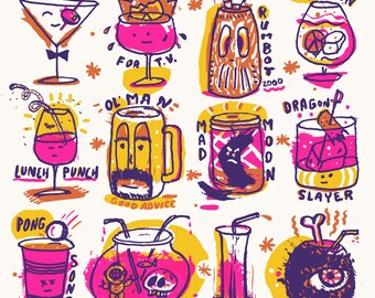 Bar Buddies - Silk Screened Art Print