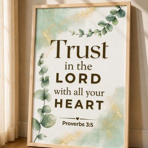 Proverbs 3:5 Scripture Wall Art | Eucalyptus Bible Verse Print (Digital Download)