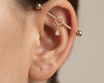 Peergeslepen diamanten industriële barbell, minimalistische helix piercingsieraden