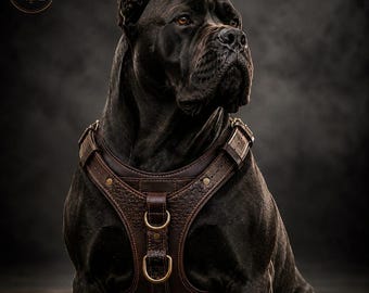 Handmade Leather Dog Harness Heavy Duty Padded Brown Pet Vest