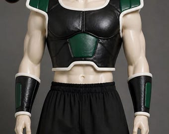 Saiyan Warrior Armor Cosplay Costume | DBZ Battle Armor Set | Black Green Anime Suit