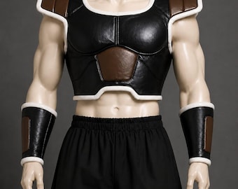Saiyan Battle Armor Cosplay | DBZ Anime Costume | Black Brown Suit