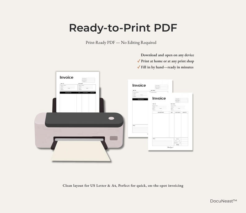 Editable Canva Invoice Template, Simple Billing Form (PDF) - Etsy